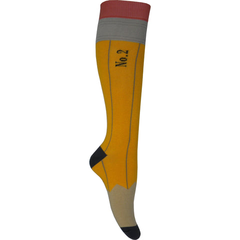 Pencil Knee High Socks in Yellow