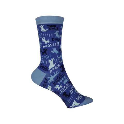 Dogs! Crew Socks in Blue