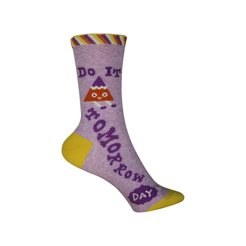 Do It Tomorrow Crew Socks in Purple