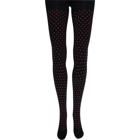 Little Fuchsia Polka Dot Tights in Black