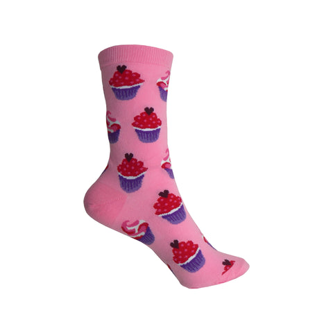 Valentines Cupcakes Crew Socks in Daiquiri