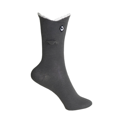 Shark Bite Crew Socks in Gray