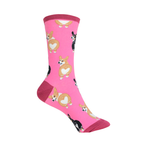 Corgi Butt Crew Socks in Pink