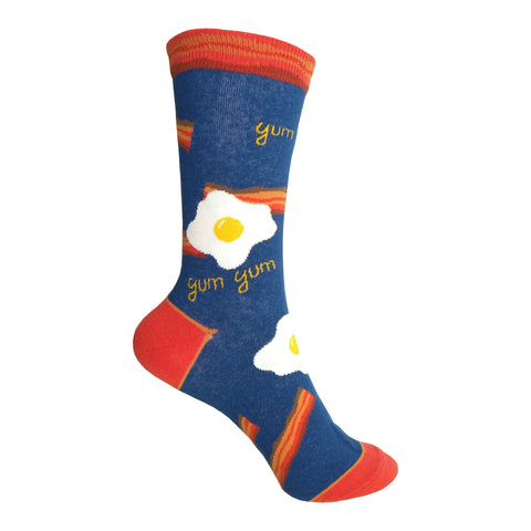 Bacon Crew Socks in Blue