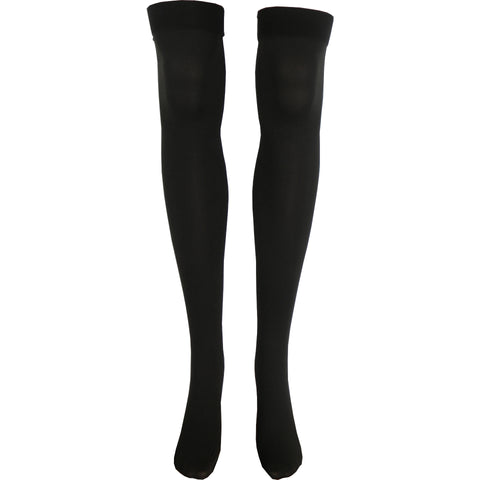 Solid Opaque Thigh High Socks in Brown