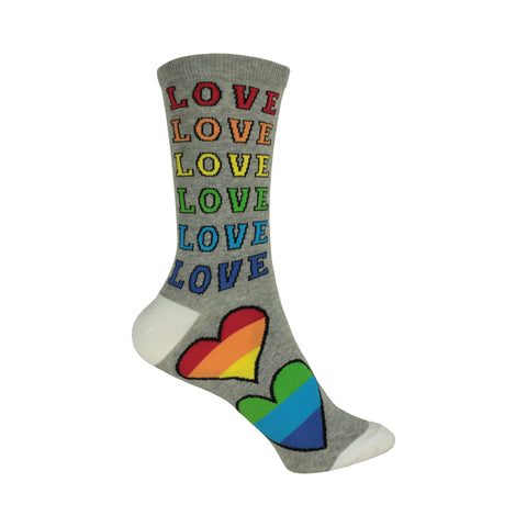 Rainbow Love Crew Socks in Gray Heather