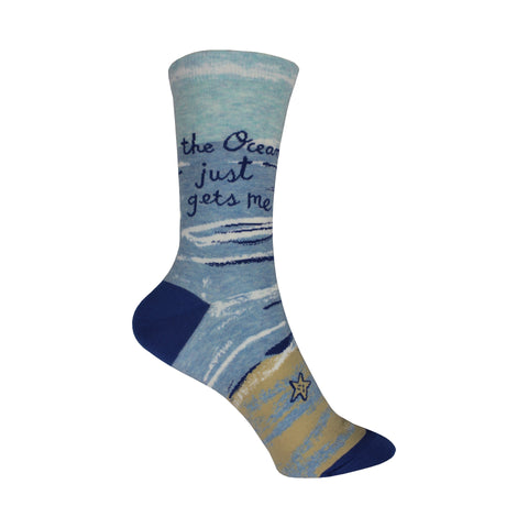 Ocean Gets Me Crew Socks in Blue