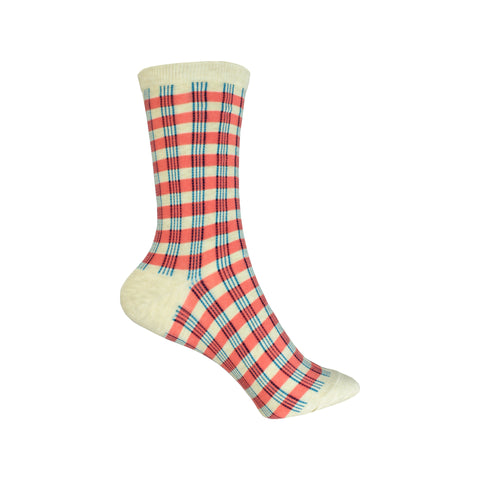 Gingham Crew Socks in Orange