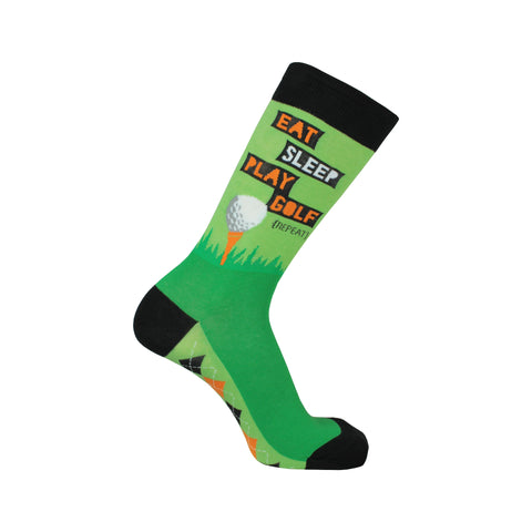 Eat Sleep Golf Crew Socks in Green