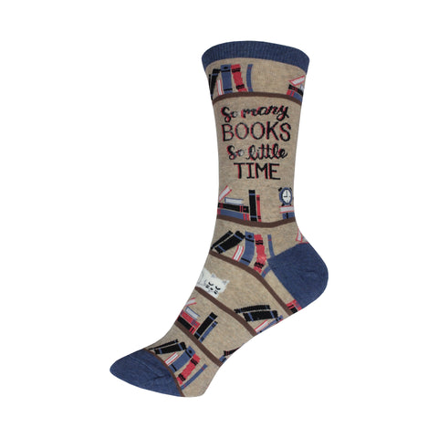 Time for a Good Book Crew Socks in Hemp Heather