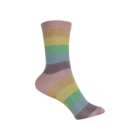 Pastel Prismatic Crew Socks in Rainbow