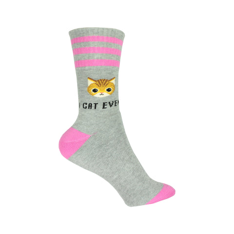 I Cat Even Crew Socks in Gray Heather