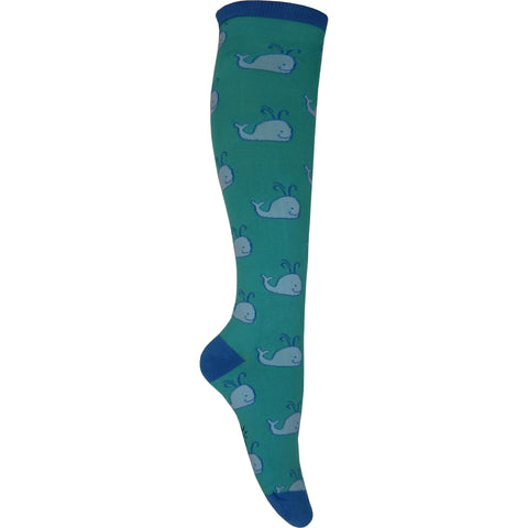 Whales Knee High Socks in Blue Marine