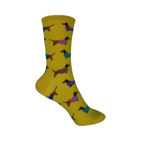Haute Dog Crew Socks in Mimosa Yellow