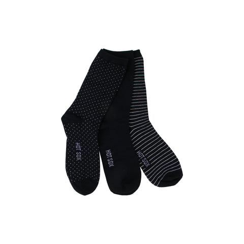 Three Pairs of Pin Dot Crew Socks in Black