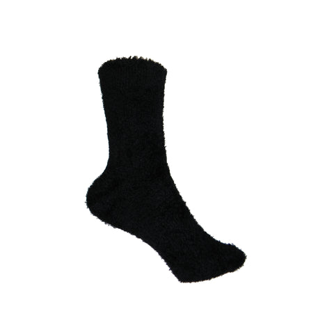 Microfiber Fuzzy Crew Socks in Black