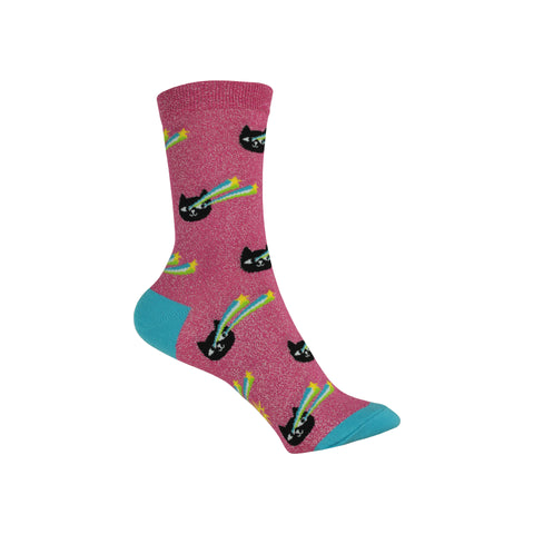 Pew! Pew! Crew Socks in Pink and Blue