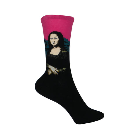 Mona Lisa Crew Socks in Bright Pink