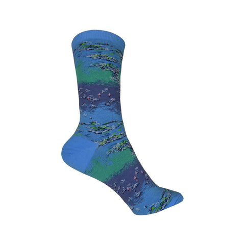 Monet Waterlillies Crew Socks in Blueshell