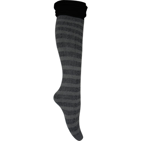 Slouch Striped Knee High Socks in Black