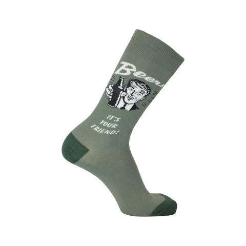 Have a Beer Crew Socks in Green