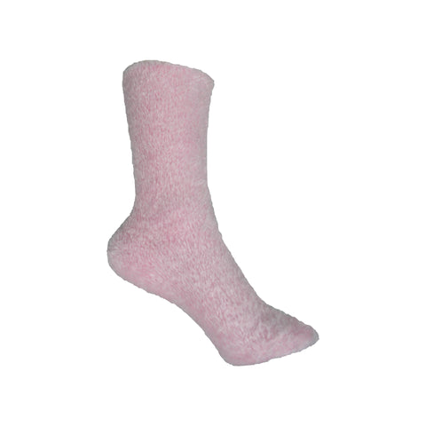 Microfiber Fuzzy Crew Socks in Pink