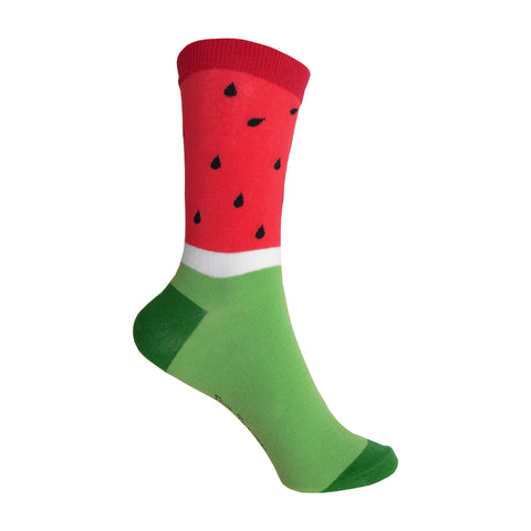 Watermelon Crew Socks in Red and Green