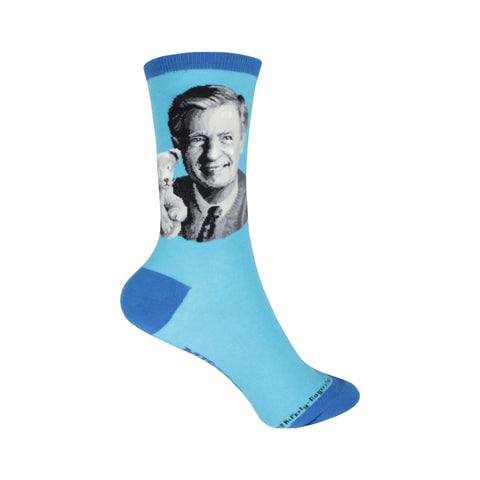 Mr Rogers Portrait Crew Socks in Blue