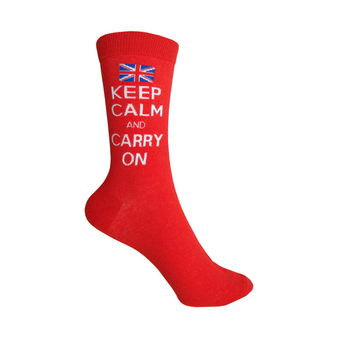 Keep Calm Crew Socks in Red