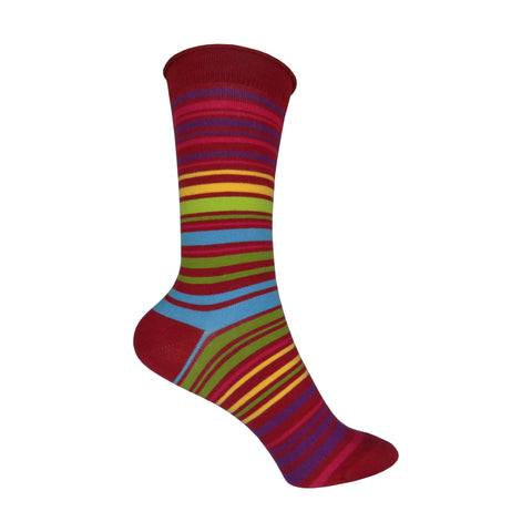 UPC Stripe Crew Socks in Red