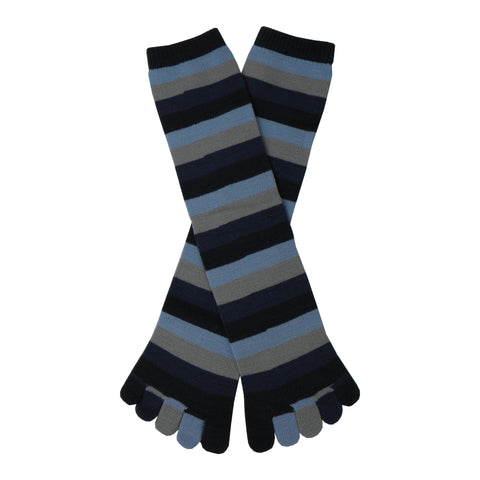 Stripe Toe Mid Calf Socks in Denim