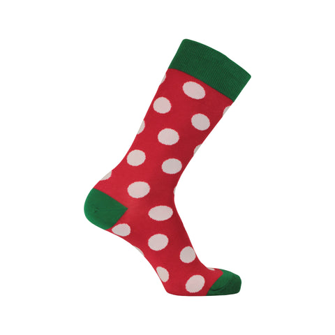 Christmas Polka Dot Crew Socks in Red