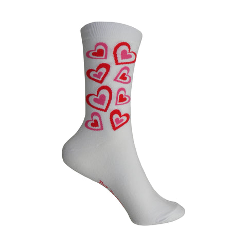 Hearts Crew Socks in White