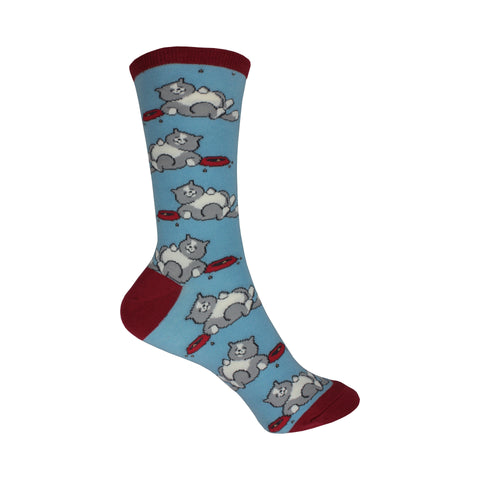 Time for a Cat Nap Crew Socks in Air Blue