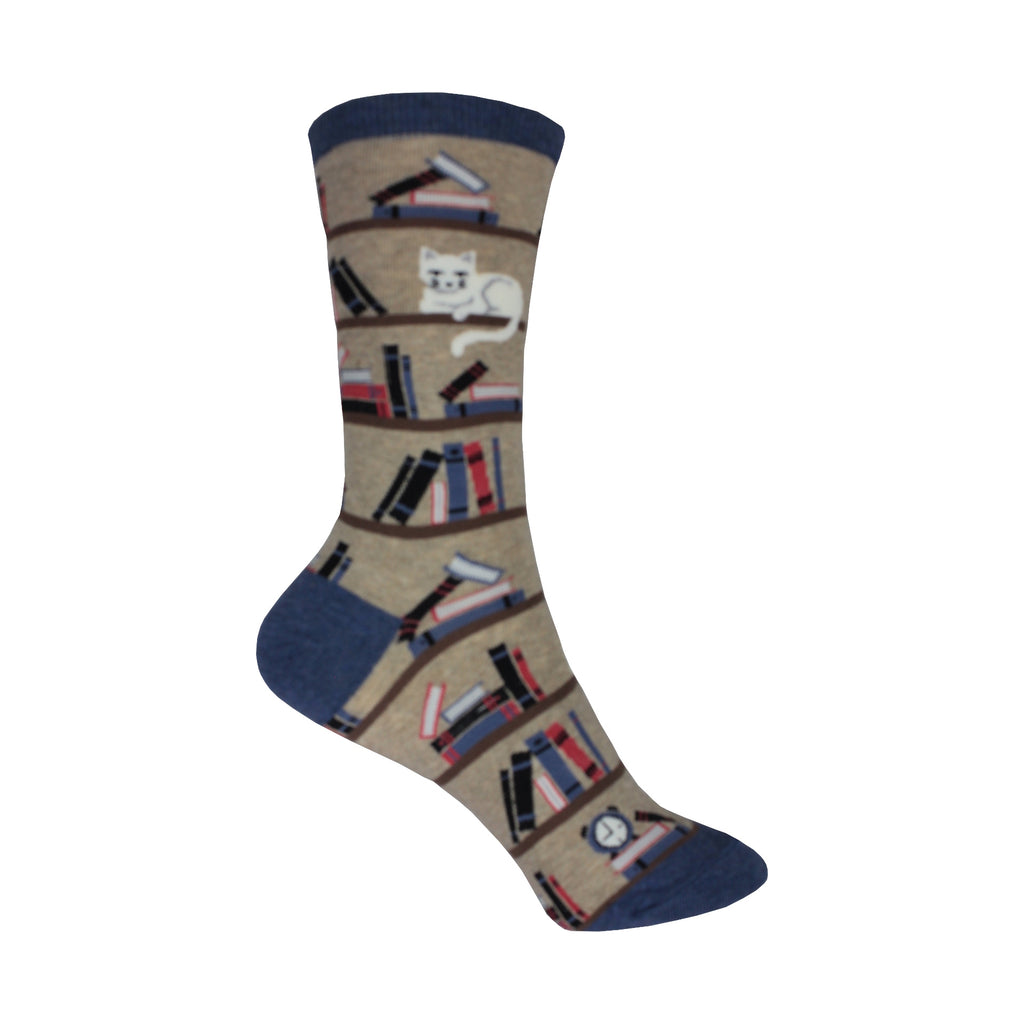Time for a Good Book Crew Socks in Hemp Heather - Poppysocks