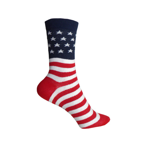 American Flag Crew Socks in Red, White, and Blue