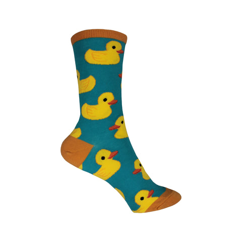 Rubbery Ducky Crew Socks in Turquoise