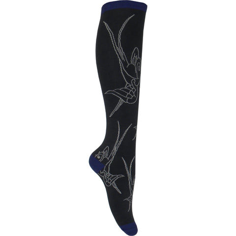 Sparrow Over All Knee High Socks in Blue