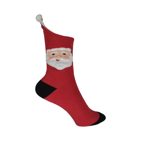 Santa 3D Crew Socks in Red
