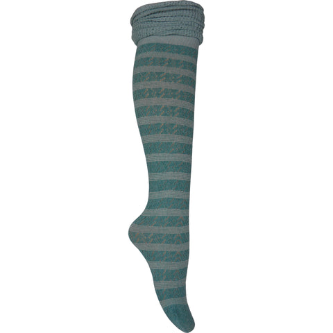 Slouch Striped Knee High Socks in Peacock