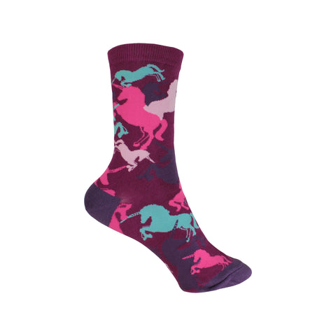 Mythical Unicorn Crew Socks in Purple