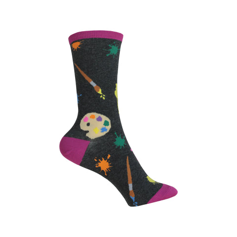 Painter's Palette Crew Socks in Charcoal Heather
